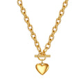 Heart Necklace, 18K Gold Plated Steel