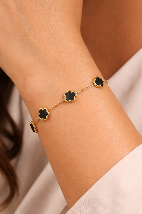 Flower Necklace, 18K Gold Plated Steel